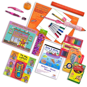 Left-Handed Little Lefty 23 Piece Art Set with Blue/Green or Pink/Purple  Accessories