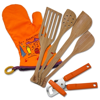 Left-Handed 9 Piece Basic Kitchen Set (Orange)